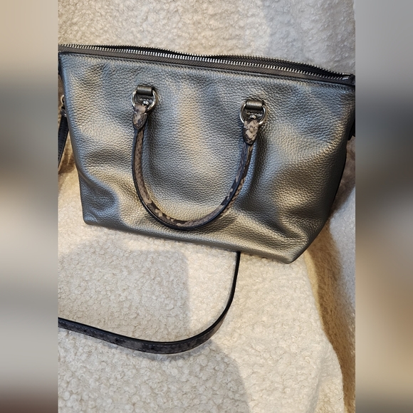 Coach Metallic Gray/ Silver  Leather EMMA Bag - Picture 8 of 9